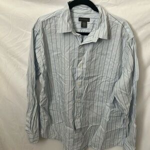 Banana Republic: Light Blue with blue vertical strips Long Sleeve Dress Shirt-XL